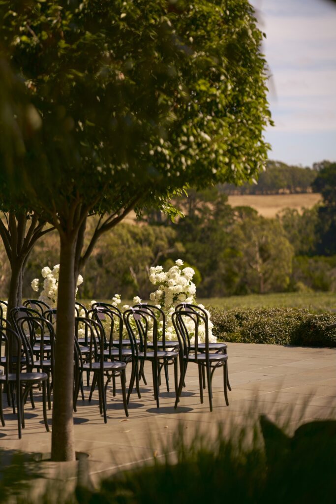 wedding ceremony set up at Jackalope hotel on the Mornington Peninsular