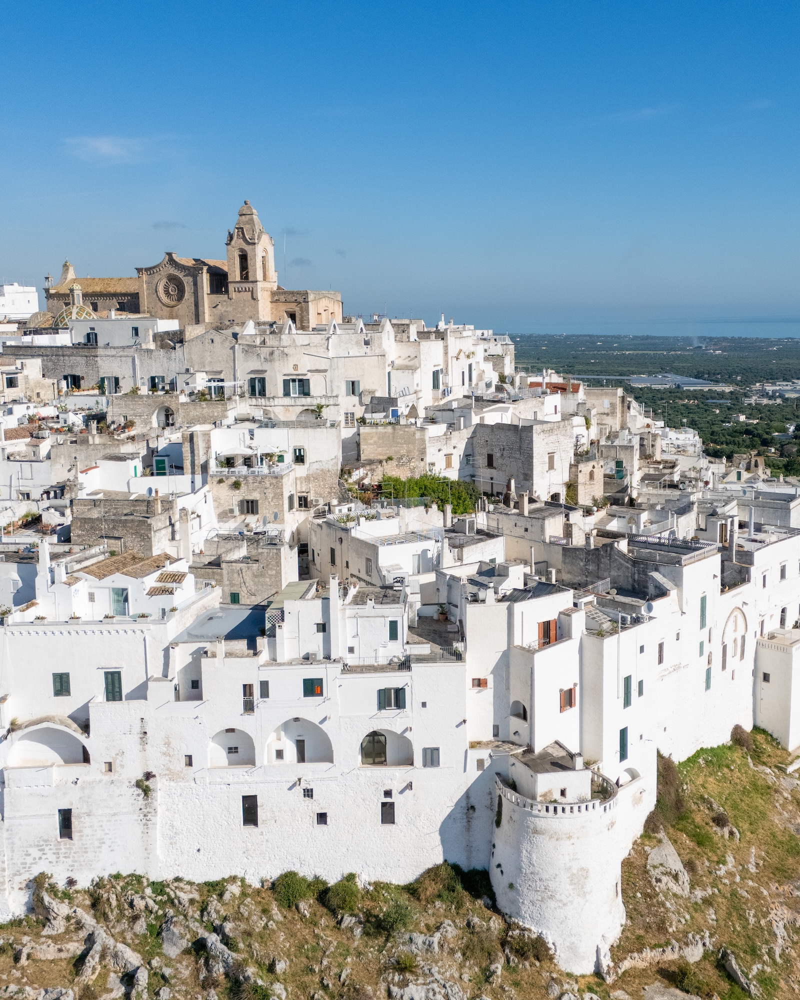 ostuni from a drone over the old town
